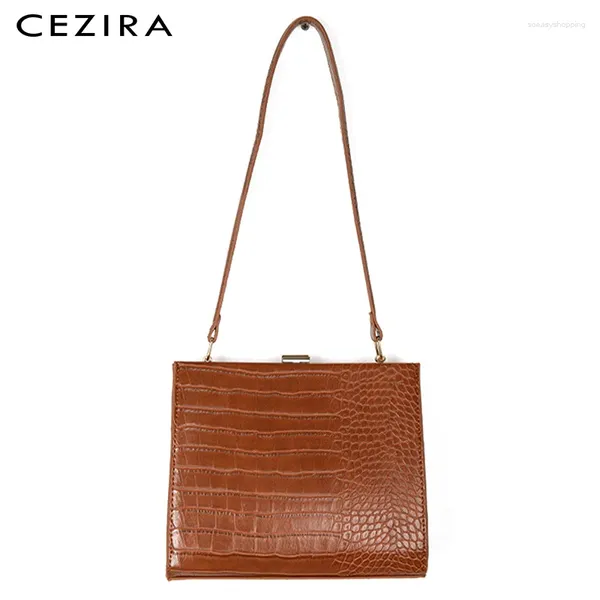 BAG CEZIRA PASSAGGIO DI PIELLA VEGAN PU VEGAN per donne Crocodile in rilievo femminile Female Luxury Frame Class Borse