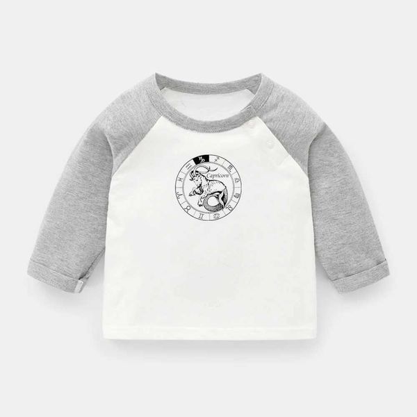 T-shirts Capricórnio Constellation Design Aquarius Virgo Escorpio Pisces Recém-nascidos Camiseta Childrens Lagrangian Color Longo T-shirt Topl240509