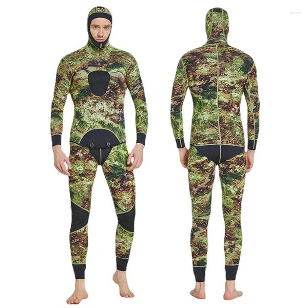 Costumi da bagno femminile da 5 mm abito da immersione camuffato a maniche lunghe calde costume da nuoto a due pezzi set da uomo ispessito di gelatine del corpo diviso da uomo