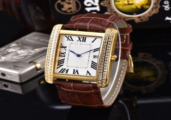 Top Man Frau Watches New Tank Serie Casual Gold Diamond Lady Fashion Watch 36mm Womens Real Leder Quarz Montres Ultra Thin WR4197249