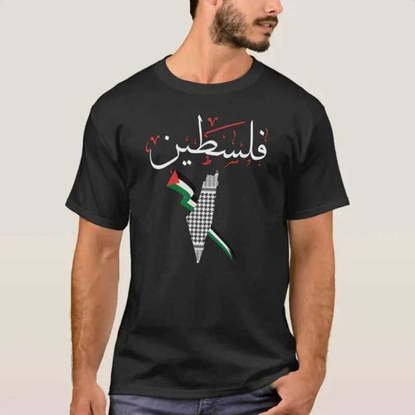 Herren-T-Shirts Palästina Arabische Schriftart Palästina-Flagge Unisex T-Shirt 100% Baumwolle O-Neck Kurzarm Casual Herren T-Shirt Größe S-3xl T240508