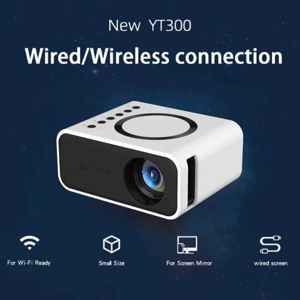 Projetores YT300 Mini LED portátil LED Ultra Definition Memory Outdoor Movie Home Theater Projecor J240509