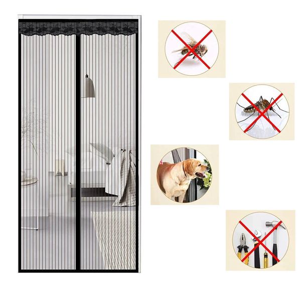 Verão anti -mosquito inseto curtains de inseto de mosca malha magnética Mesh automático Tela da porta da porta Cortina de cozinha 240508