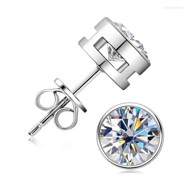 Stud Cuping Na 0.5Ct 1CT Çerçeve Ayar Moissanite 925 STERLING Gümüş Kadın Nişan Düğün Lüks Takı