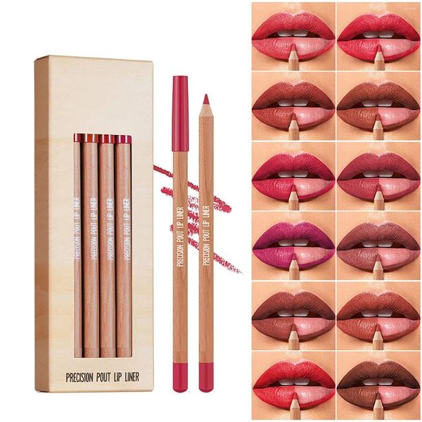 Liner di lucidalabbra set 12pcs rosse marrone liscio e alto pigmentata sigillatore di rossetto