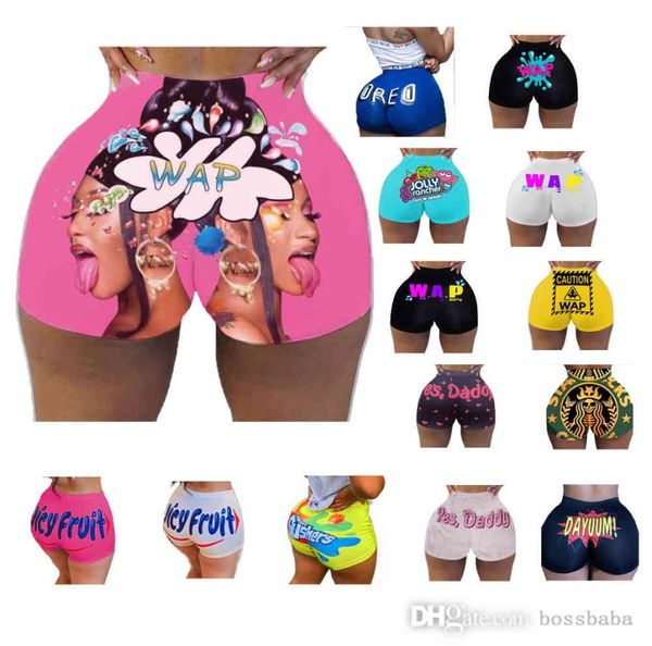 Women Hosen Yoga Shorts Sexy Slim bedruckte Buchstaben Cartoons enge Shorts Sommer Designer Mini Leggings Fashion Party Plus Size Cloth7810168