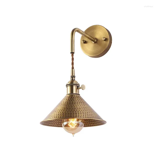 Lâmpada de parede estilo loft Ajuste o cobre argamassa Edison Luminárias LED vintage com iluminação interna de cabeceira do interruptor