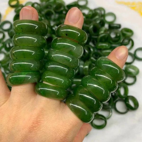 Anelli a grappolo hetian jasper spinaci verde individuo leggermente neri a punta acqua testa piede e donne gioielli