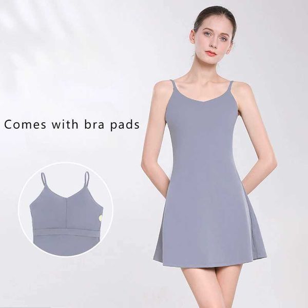 Vestidos ativos Soild Cor Sexy Slim Tennis Vestres A-line A Outdoor Sports Fitness Badminton Roupeding Fashions Permoability Sling Skirt Short Y240508