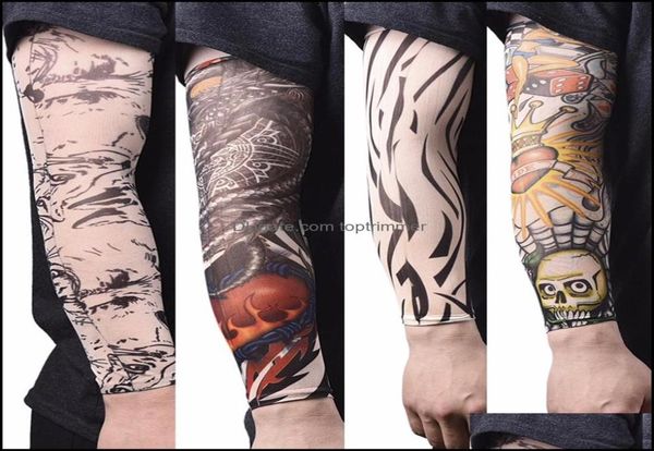 Tattoos Kunstgesundheit Schönheitwärmer Nylon Elastizität gefälschter temporärer Tattoo -Ärmel Designs Körperarmstrümpfe Tatoo für coole Männer Frauen 1642411