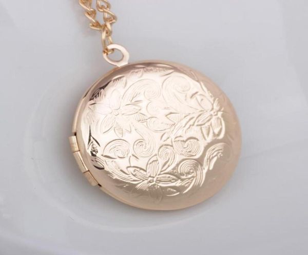 N119 Fashion Locket Delicate Schmuck Blume runde Formplattenanhänger Silber geplattet Halskette2940244