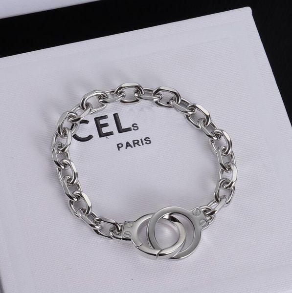 Классический винтажный серебряный серебряный цепной браслет дизайнерские браслеты браслеты браслеты личность хип -хоп -браслеты манжеты для женщин подарок любители мужчин