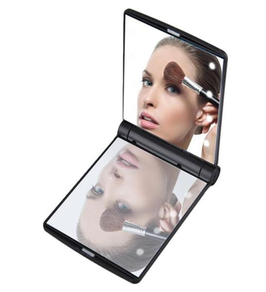 LED Mirror Makeup Cosmetic 8 LED -Leuchten Lampen kompakte tragbare Taschenspiegel Kompaktspiegel J10391720893