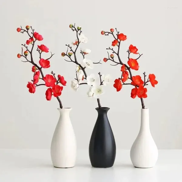 Flores decorativas Plum artificial Blossom Long Stron Flor Branch Home El Office Wedding Party Garden Decoration Acessórios X3UC