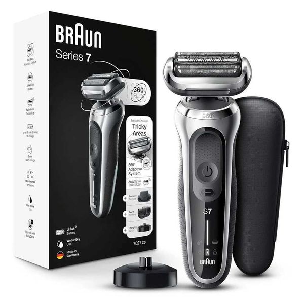 Razors Blades Shaver elétrico com barba, adequado para homens cobrando suporte de secagem úmida e caixa de viagem q240508