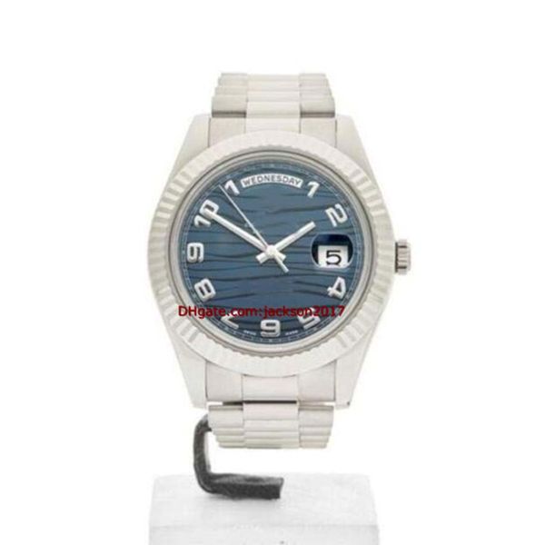 Presente de Natal de alta qualidade Avanadores de pulso Assista a onda azul II 18K White Gold Watch 218239 41mm 221b