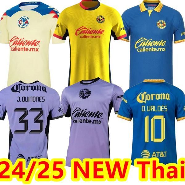 24 25 Clubes Americas Soccer Jerseys Liga MX Henry J.Quinones D.Valdes 3rd A.Zendejas Fidalgo 2024 2025 Home Away Away Maillot Fãs Slim Player Version Circhas de futebol