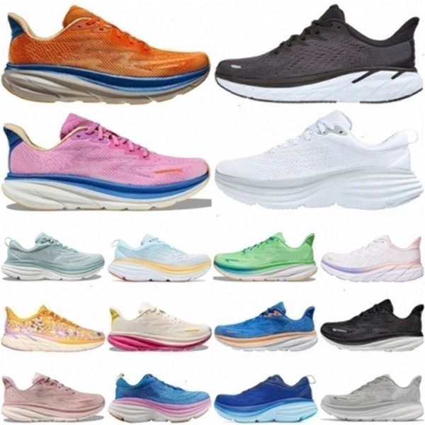 9 One Clifton Bondi Laufschuhe 8 lebendige orange triple schwarze weiße Pfirsichpeitsche Küstenhimmel verschieben Sand Oliv Haze Ozean Lila Mist Blau t u8l8#