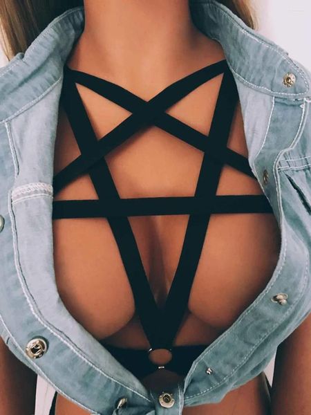 Bras Set sexy Lingerie Erotic Hollot Out Elastic Cage Bra Women's Banded Bandage Calcola Congetto esotico Costume Lenceria Mujer