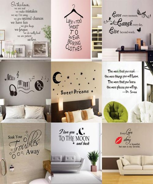 180 Stili Nuovi lettere rimovibili Quote Decals a parete Adebito per la casa Mordern Art Mural for Kids Nursery Living Room8537179