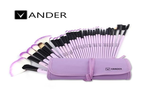 Purple Vander 32 PCS Pannelle per trucco Lotto Set Foundation Faceeye in polvere Pinceaux Maquillage Cosmetics Cash Push Banch Bag GI7400639