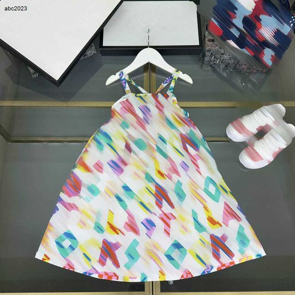 Klassiker Baby Rock Schlinge Design Prinzessin Kleid Größe 100-160 cm Kinder Designer Kleidung Buntes Brief Druckmädchen Partydress 24APRIL