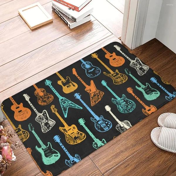 Tapetes de tapete de quarto desenho de mão colorida tapete de guitarra homeathat de cozinha varanda de tapete de cozinha
