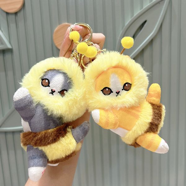 Bee Creative Bee Kitten Plush Doll ChainChain Saco de pingente escolar de pingente de boneca pendurada Doll Claw Machine Plushie Cat