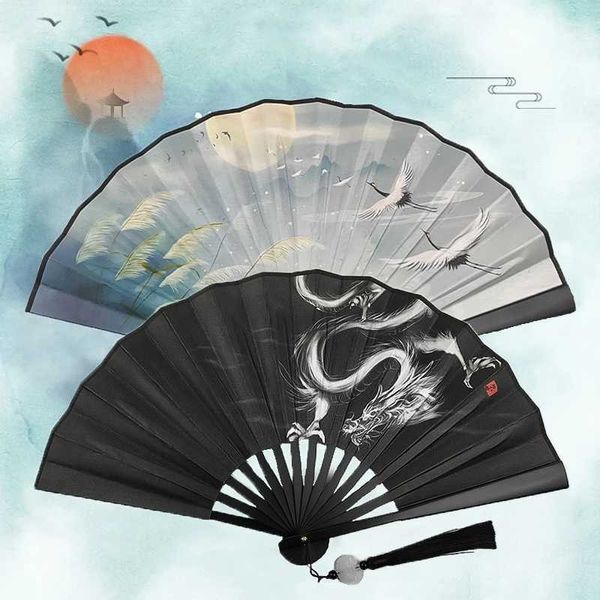 Produtos de estilo chinês clássico estilo chinês Seda dobrável ventilador plástico antigo ventilador hanfu acessórios de casamento festas de dança de dança decoração de casa