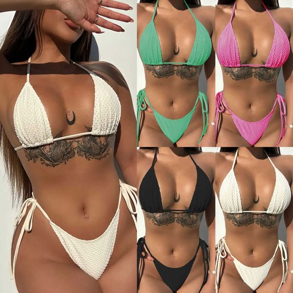 Mutade feminina 2023 Drawstring Trendy Printing Swimsuith Feminino Mulheres Biquíni Set Bather Swimming Beachwear para traje de banho T240508