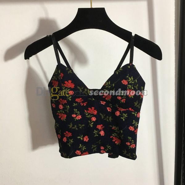 Çiçek Deseni Camis Women v Boyun Kaşpizole Vintage Style Tank Top Yaz Açık Nefes Alabilir Yelek