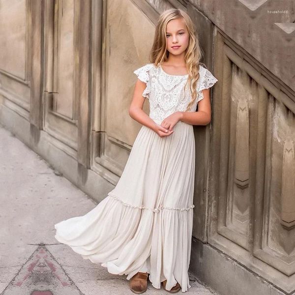 Abiti da ragazza 3-8 anni Girls Lace Boemia Long Toddler Kids Flower Wedding Princess Party Vestidos Costume Bambini Abbigliamento