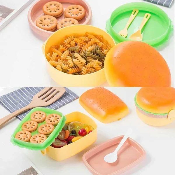 Borse da pranzo borse hamburger box pranzo a doppio livello hamburger bento box a microonde a microonde per bambini a scuola tavolo da tavolo da tavolo da tavolo da tavolo da tavolo da tavolo