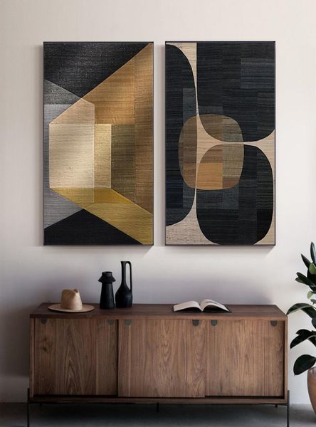 Colori astratti Combinazione in tela dipinti stampati poster geometrico marrone immagini artistiche murali moderne per soggiorno decorazioni per ufficio 4348386