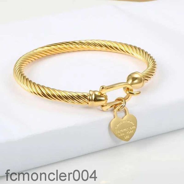 Cavo in acciaio in acciaio in acciaio in acciaio Gold Love Charm Bracciale con chiusura a gancio per donne Regali di gioielleria da sposa G2309045PE-3 BCUO