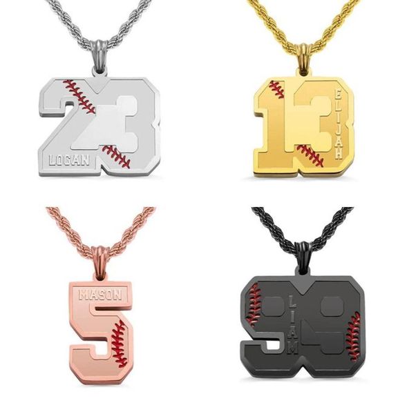 Collane a ciondolo collana personalizzata collana per uomini atleti acciaio inossidabile posteriore personalizzato con la schiena incisa da baseball boys catena char5288392