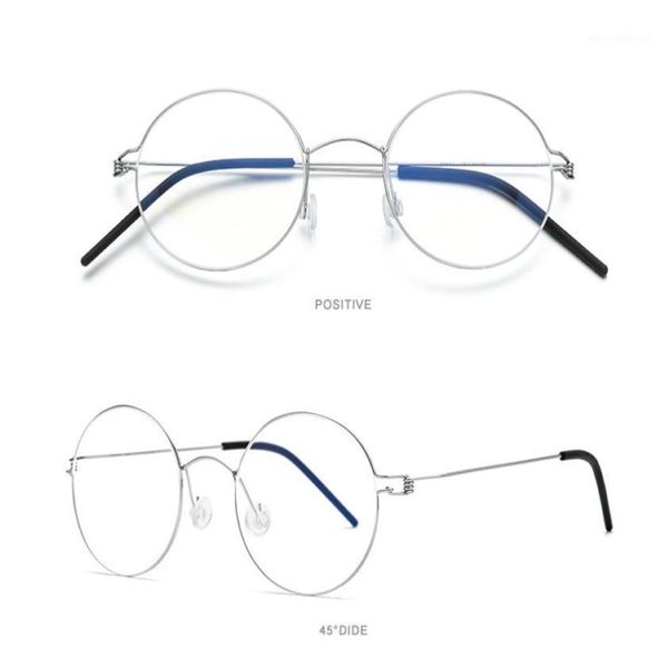 Lente de prescrição redonda quadro retro titânio fulll rim óculos de alta qualidade Óculos anti-reflexivos de óculos de leitura de prata Menglessse 2506