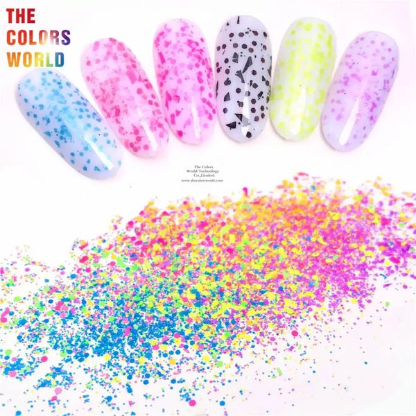 TCT879 Mix Chunky Shard Nails Art Glitter Neon Spring Farben für Packmod Podge Slime Nagellacker Wachswachs Playdough 240509