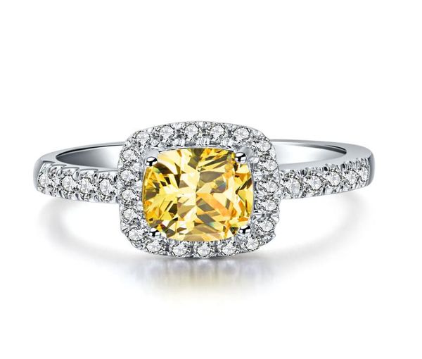 Trendy 2CT Kissen schneiden synthetischen Diamantring für Frauen echte 925 Sterling Silber Ring Weiß Gold plattiert Juwely7734352