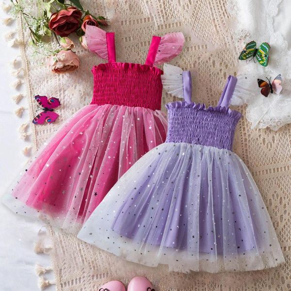 Kız Elbiseler Kızlar Yaz Tatlı Prenses Elbise Örgü Tül Kek Katmanları Kıyafetler 1-6 Yıl Çocuklar için Doğum Günü Partisi Balo Kıyafetleri Giyim