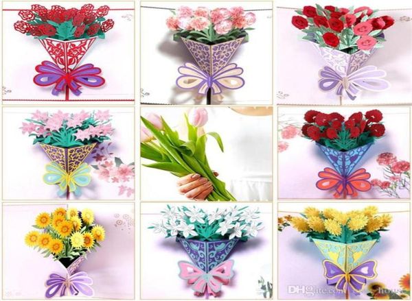 Muttertagsgrußkarten Postkarte 3D Pop -up Blume Danke Mama alles Gute zum Geburtstag Einladung Geschenke Hochzeitspapier 225i9440077