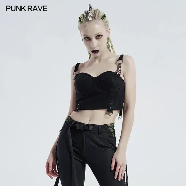 Tanques femininos punk rave escuro sling sling colet