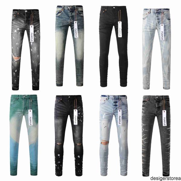 jeans viola designer jeans uomini hip hop buchi pantaloni vintage lussuoso punk denim punto punto maschi pantaloni viola pantaloni retrò jeans marchio viola p2