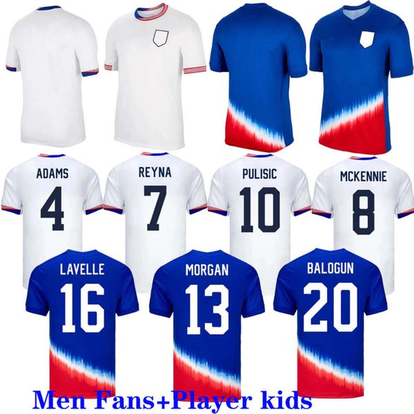 2024USA Shirtpulisic Reyna Aaronson Weah Acosta McKennie Maillot de Fucol Dest Uswnt Rpinoe Maglie da calcio Stile maschile e femminile, stile per bambini