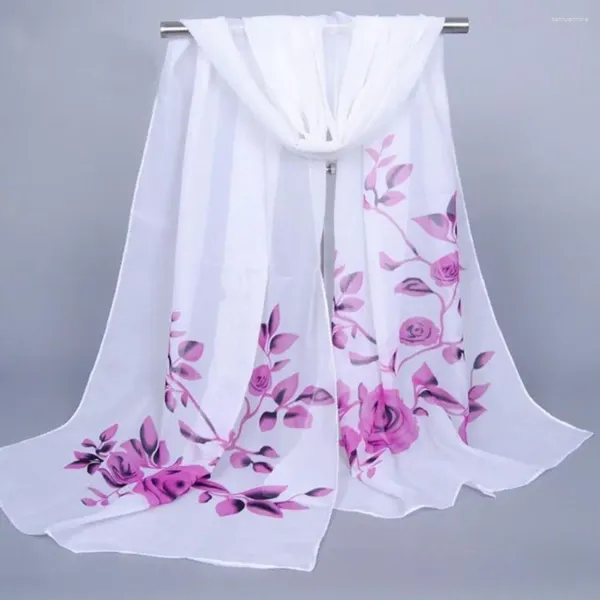 Lenços de lenços embrulham a moda de rosa estampada de xale de chiffon lenço de chiffon