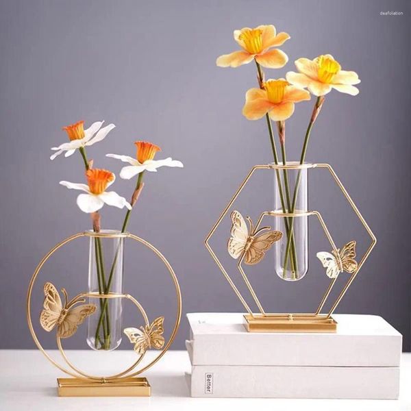 Vasi di metallo Candele di Natale Vaso fiorito Nordic Golden Plant Dispagnie secca per decorazioni da tavola ornica