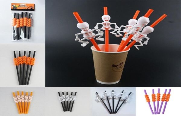 Halloween plástico palha de abóbora Ghost Straws Halloween Drinking Straws Party Supplies Home Halloween Drinks Tools T9I006638621577