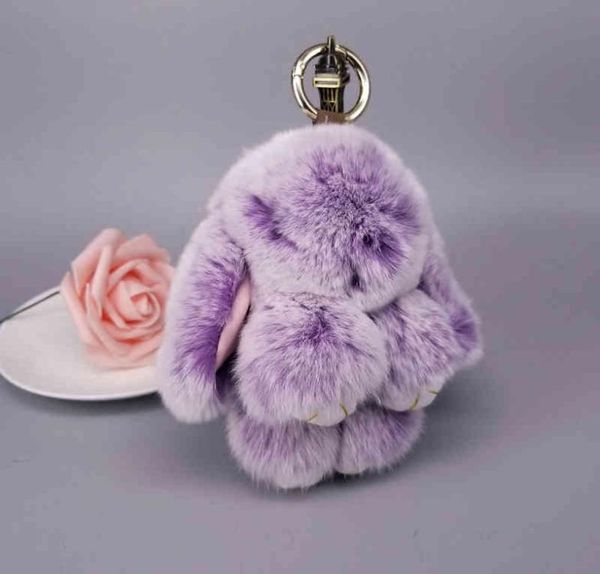 Mini -Keychain Rabbit Fur Pompom Pompom Key Saco feminino Bolsas de carro decorativo Chaves de carro Acessórios para bebês brinquedos Y03063651830