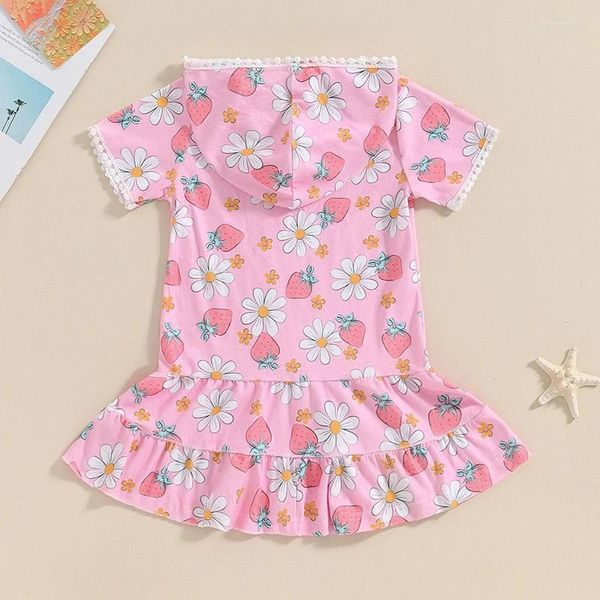 Vestidos de menina Kids Criandler Girls Swim Swim Up Floral Print Terry Zip-Up Beach Bathing Suit Robe Pool Concobrar