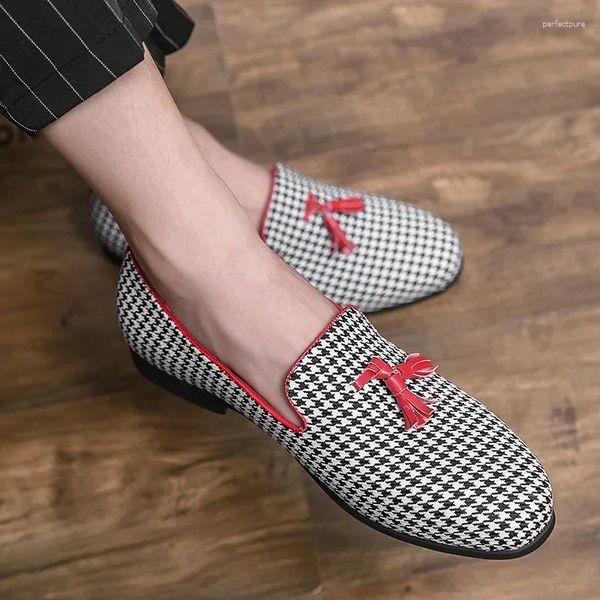 Casual Shoes Fashion British Quaste Set Foot Leder Tausend Bird Check LEFE BVRE Koreanische Version der großen Slipper PX134